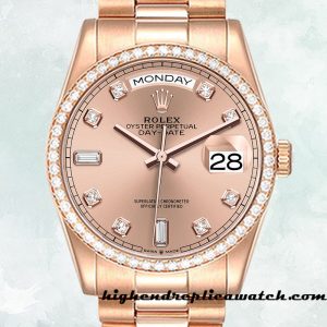 High End Replica Rolex Day-Date m128345rbr-0009 Men's Rolex Calibre 2836/2813 Rose Gold Dial