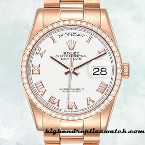 High End Replica Rolex Day-Date m128345rbr-0054 Men's Rolex Calibre 2836/2813 Rose Gold-tone Automatic