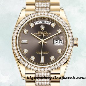 High End Replica Rolex Day-Date Rolex Calibre 2836 Men's m128348rbr-0007 12mm Brown Dial