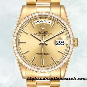 High End Replica Rolex Day-Date m128348rbr-0026 Men's Rolex Calibre 2836/2813 Champagne Dial 12mm