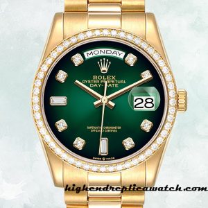 High End Replica Rolex Day-Date m128348rbr-0035 Rolex Calibre 2836/2813 Men's Green Dial Automatic
