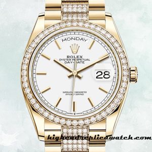 High End Replica Rolex Day-Date Men's m128348rbr-0048 Rolex Calibre 2836 Gold-tone