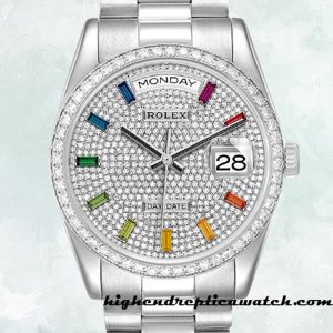 High End Replica Rolex Day-Date Men's Rolex Calibre 2836/2813 m128349rbr-0006 Diamond Paved Dial