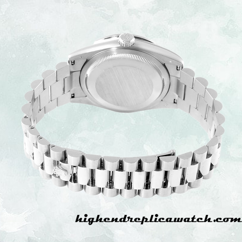 High End Replica Rolex Day-Date m128349rbr-0004 Men's Rolex Calibre 2836/2813 Silver-tone Mother of Pearl Dial - Image 4