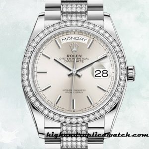 High End Replica Rolex Day-Date Rolex Calibre 2836 Men's m128349rbr-0013 Silver-tone 12mm