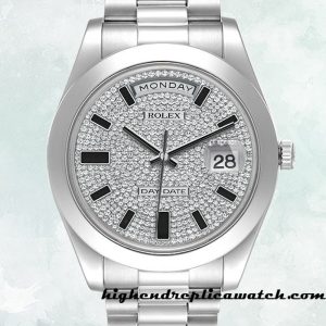 High End Replica Rolex Day-Date Men's 218206 Rolex Calibre 2836/2813  Diamond Pave Dial