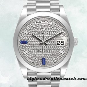 High End Replica Rolex Day-Date 228206 Rolex Calibre 2836/2813 Men's Silver-tone