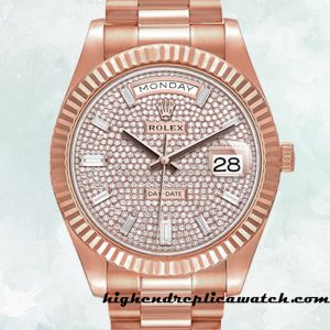 High End Replica Rolex Day-Date Men's m228235-0036 Rolex Calibre 2836/2813 15mm Diamond Paved Dial