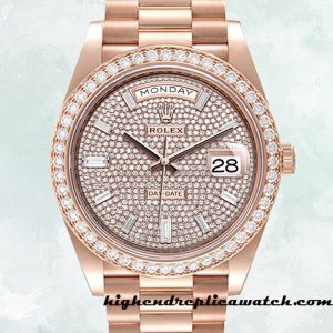 High End Replica Rolex Day-Date Rolex Calibre 2836/2813 Men's m228345rbr-0002 Diamond Paved Dial