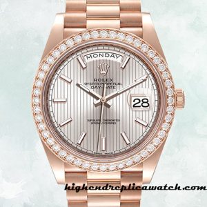 High End Replica Rolex Day-Date Rolex Calibre 2836/2813 Men's m228345rbr-0010 15mm Rose Gold-tone