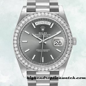 High End Replica Rolex Day-Date m228349rbr-0041 Men's Rolex Calibre 2836/2813 Automatic Silver-tone