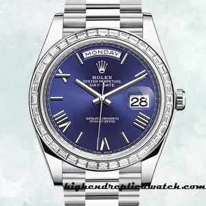 High End Replica Rolex Day-Date Rolex Calibre 2836 m228396tbr-0026 Men's Silver-tone 15mm