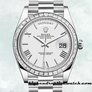 High End Replica Rolex Day-Date m228396tbr-0018 Men's Rolex Calibre 2836  White Dial
