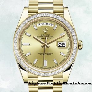 High End Replica Rolex Day-Date 228398TBR-0002 Men's Rolex Calibre 2836/2813 15mm Champagne Dial