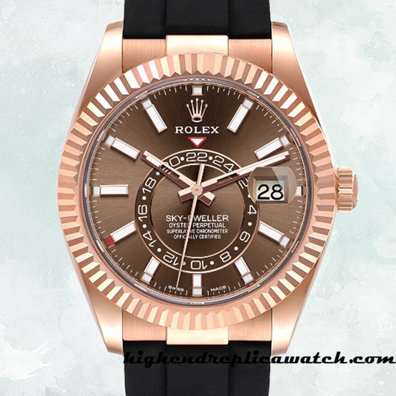 High End Replica Rolex Sky-Dweller m326235-0005 Men's Rolex Calibre 9015/Mingzhu Engine Automatic Hands and Markers