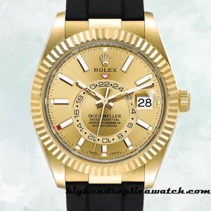 High End Replica Rolex Sky-Dweller Men's m326238-0007 Rolex Calibre 9015/Mingzhu Engine Champagne Dial