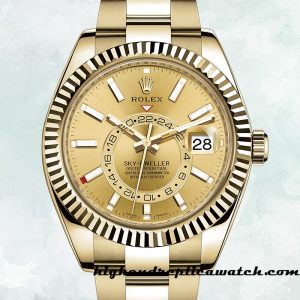 High End Replica Rolex Sky-dweller Men's Rolex Calibre 2836/2813 326938 Gold-tone