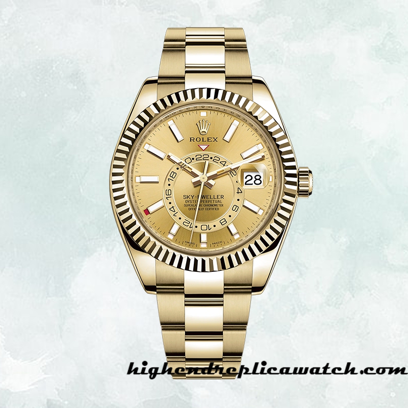 High End Replica Rolex Sky-dweller Men's Rolex Calibre 2836/2813 326938 Gold-tone - Image 2
