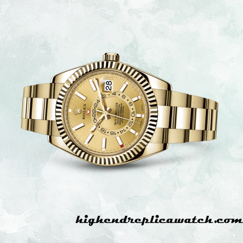 High End Replica Rolex Sky-dweller Men's Rolex Calibre 2836/2813 326938 Gold-tone - Image 3