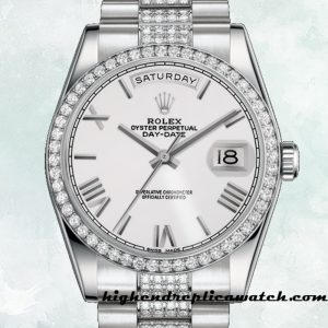 High End Replica Rolex Day-Date Men's 118346 Rolex Calibre 2813 Silver Dial