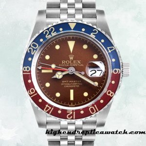 High End Replica Rolex GMT-Master Men's 6542 Rolex Calibre 2836 Silver-tone Brown Dial