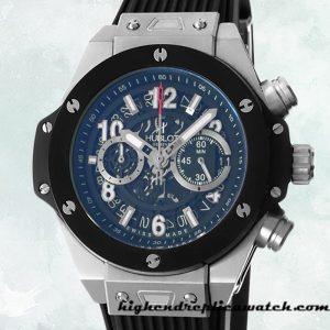 High End Replica Hublot King Power Men's 44mm 441.NM.1171.RX Blue Dial Rubber Band