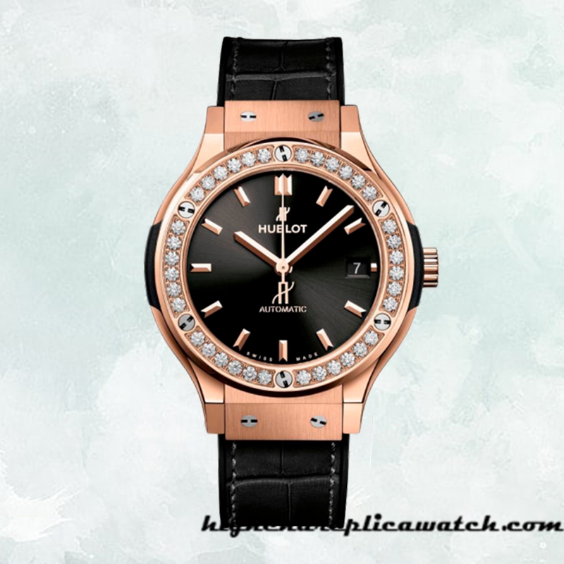 High End Replica Hublot Classic Fusion 33mm Ladies 565.OX.1480.LR.1604 Leather Strap - Image 2