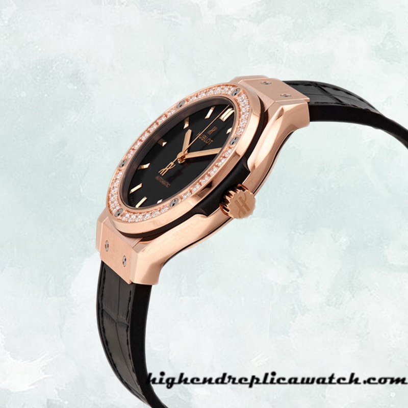 High End Replica Hublot Classic Fusion 33mm Ladies 565.OX.1480.LR.1604 Leather Strap - Image 3
