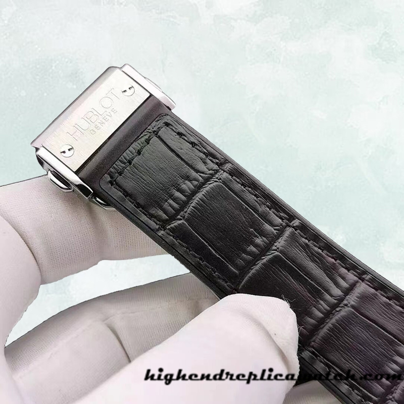 High End Replica Hublot Tourbillon Skeleton Titanium 506.NX.0170.LR 45mm Men Leather Strap Silver-tone - Image 4