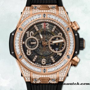 High End Replica Hublot Big Bang 44mm 411.OX.1180.RX.0904 Men Diamonds Rubber Band