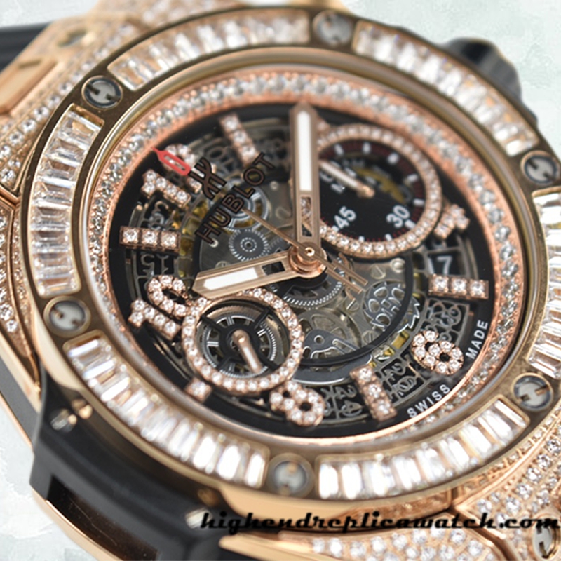 High End Replica Hublot Big Bang 44mm 411.OX.1180.RX.0904 Men Diamonds Rubber Band - Image 4