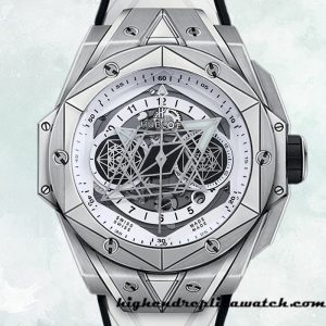 High End Replica Hublot Big Bang 44mm 418.NX.2001.RX.MXM20 Men Silver-tone Rubber Band