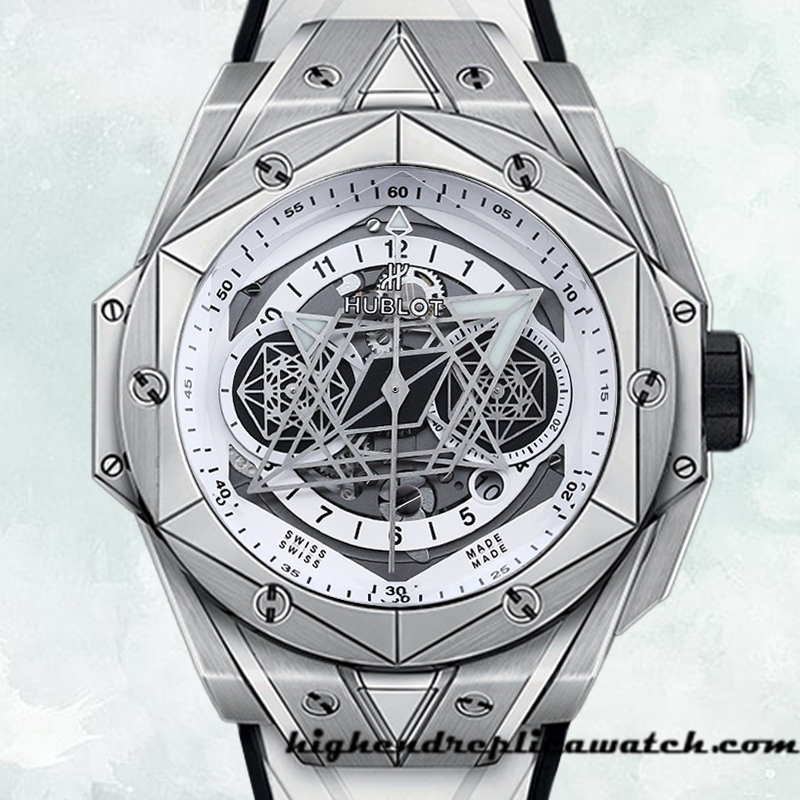 High End Replica Hublot Big Bang 44mm 418.NX.2001.RX.MXM20 Men Silver-tone Rubber Band