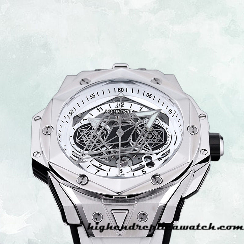 High End Replica Hublot Big Bang 44mm 418.NX.2001.RX.MXM20 Men Silver-tone Rubber Band - Image 3