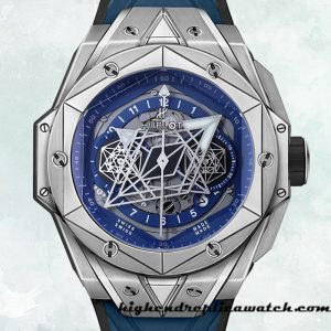High End Replica Hublot Big Bang 44mm 418.NX.5107.RX.MXM20 Men Blue Dial Silver-tone