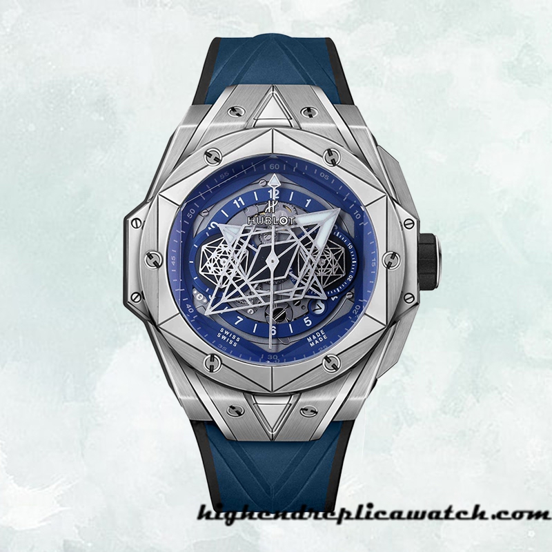 High End Replica Hublot Big Bang 44mm 418.NX.5107.RX.MXM20 Men Blue Dial Silver-tone - Image 2