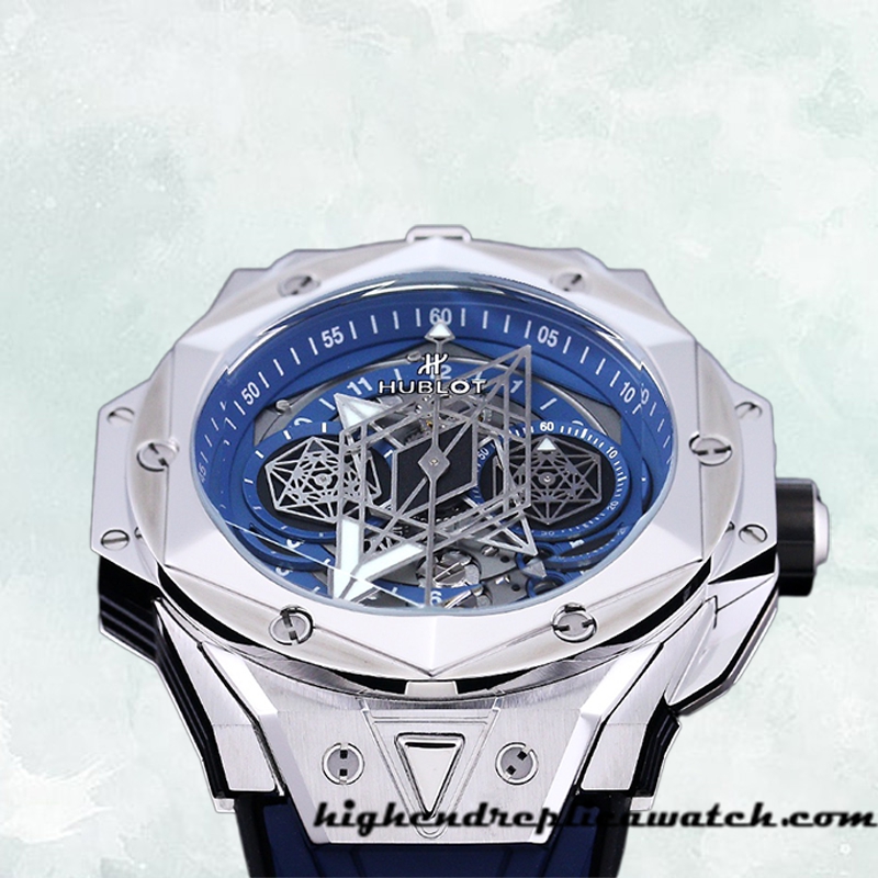 High End Replica Hublot Big Bang 44mm 418.NX.5107.RX.MXM20 Men Blue Dial Silver-tone - Image 3