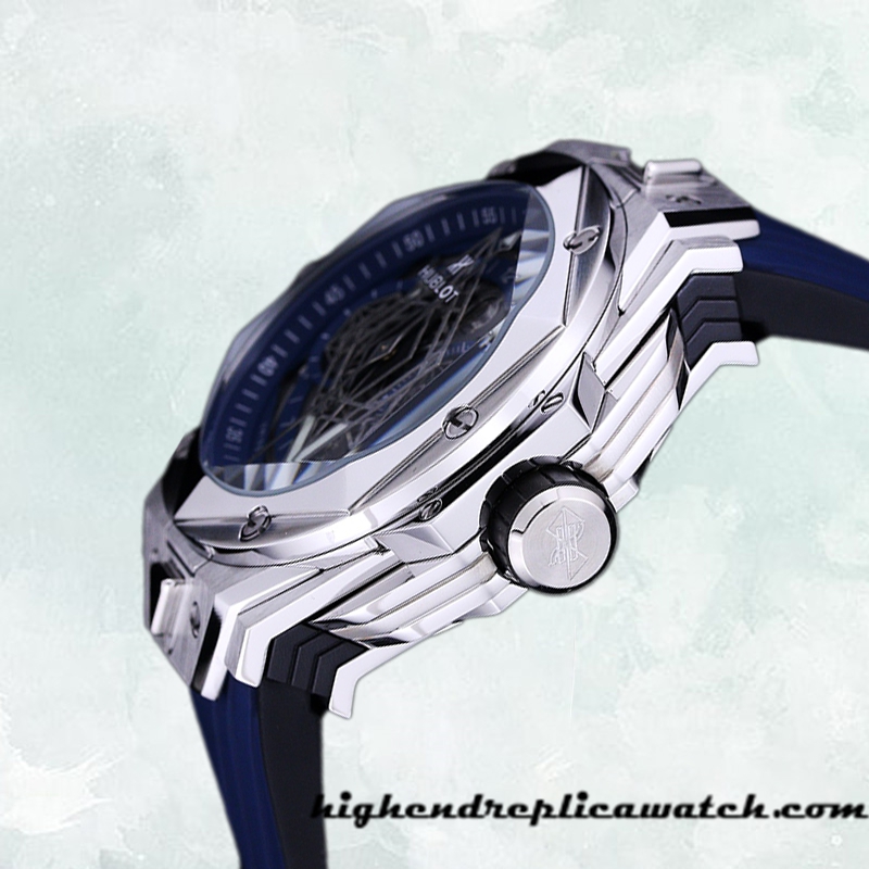 High End Replica Hublot Big Bang 44mm 418.NX.5107.RX.MXM20 Men Blue Dial Silver-tone - Image 4