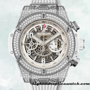 High End Replica Hublot Big Bang 44mm 441.NE.2011.RW.1704 Men Diamonds Rubber Band
