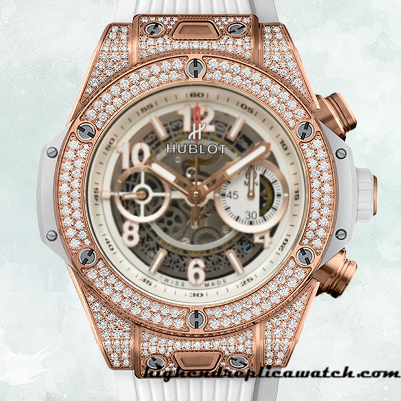 High End Replica Hublot Big Bang 441.OE.2010.RW.1704 44mm Men White Dial Diamonds
