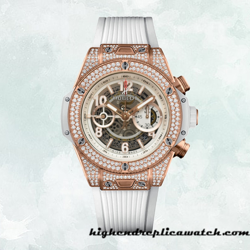 High End Replica Hublot Big Bang 441.OE.2010.RW.1704 44mm Men White Dial Diamonds - Image 2