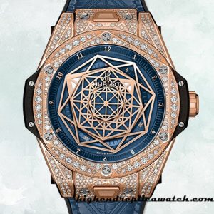 High End Replica Hublot Big Bang Men 44mm 465.OS.7189.VR.1204.MXM19-002 Diamonds Leather Strap