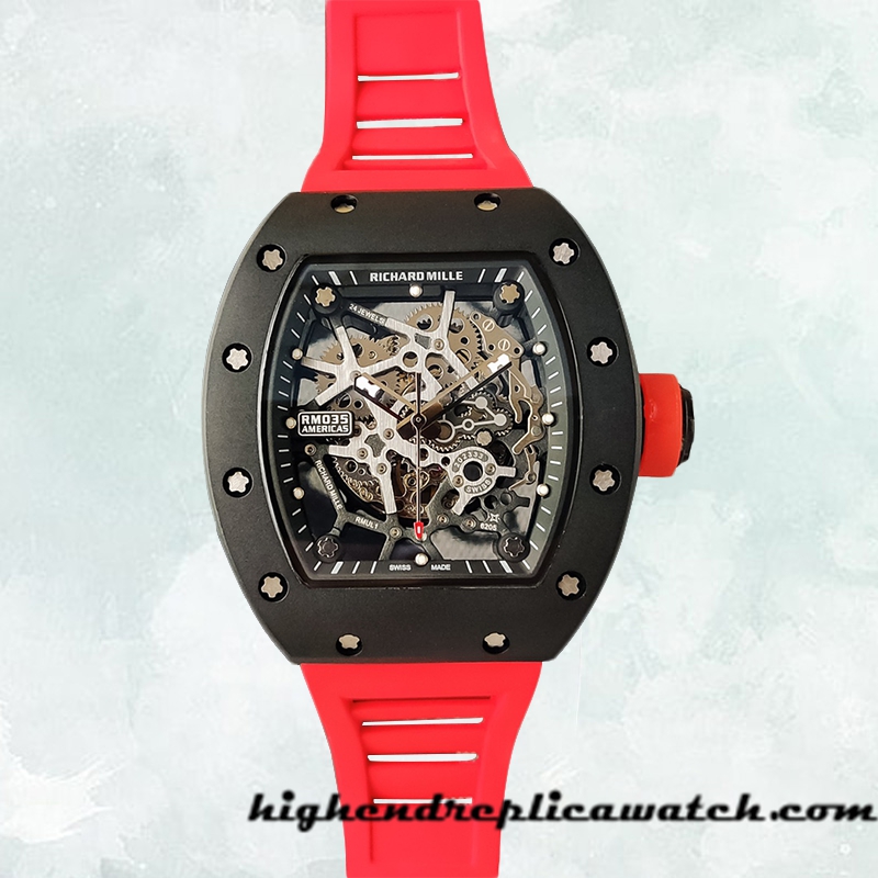 High End Replica Richard Mille RM35 Men RM35-012 Around 48*40mm Rubber Band Black-tone - Image 2