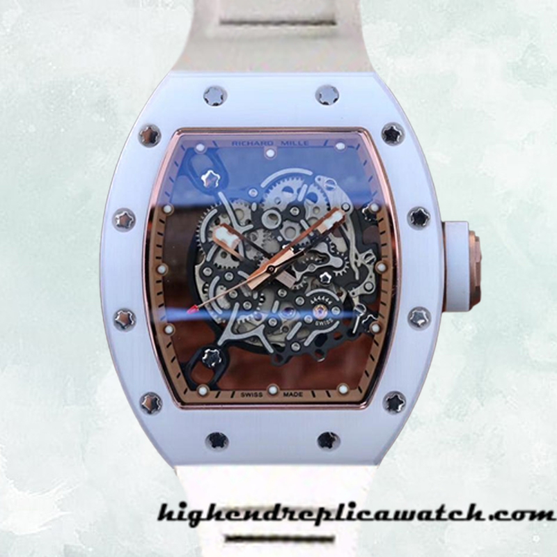 High End Replica Richard Mille RM055 RM055-006 Around 50*42mm Men Transparent Dial