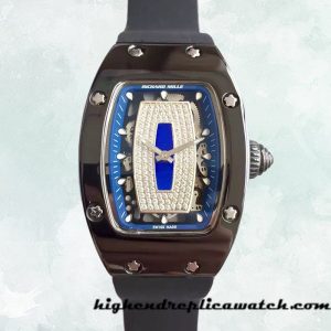 High End Replica Richard Mille RM07-01 RM07-01-007 Around 31*45mm Ladies Blue With Diamonds Dial