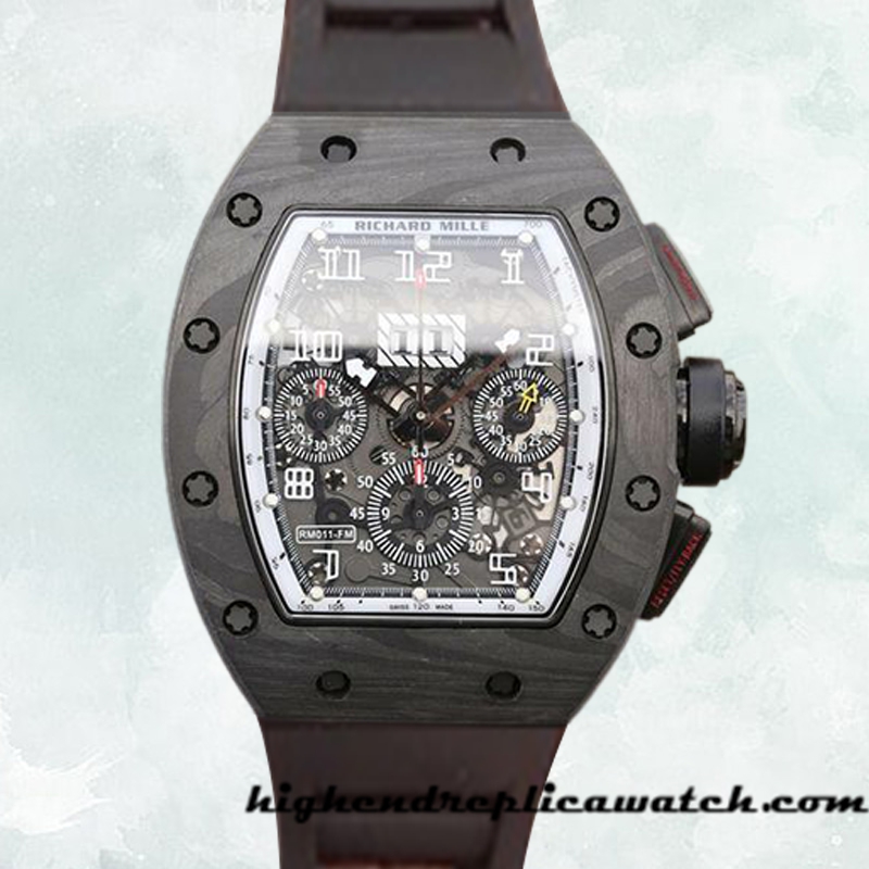 High End Replica Richard Mille RM011 Around 50*42mm Men RM011-011 Titanium Rubber Band