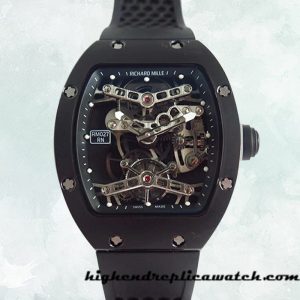 High End Replica Richard Mille RM027 Men Around 50*42mm RM027-001 Rubber Band Black