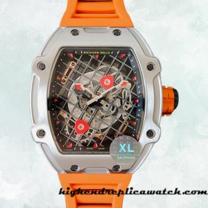 High End Replica Richard Mille RM27-04 RM27-04-009 Around 38*48mm Men Silver-tone Rubber Band