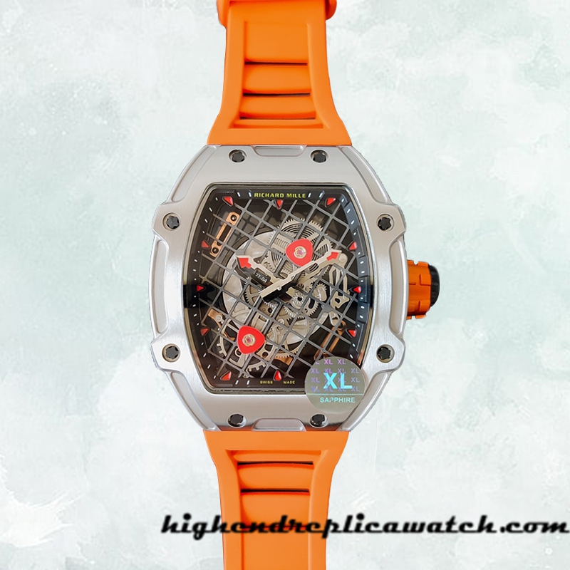 High End Replica Richard Mille RM27-04 RM27-04-009 Around 38*48mm Men Silver-tone Rubber Band - Image 2
