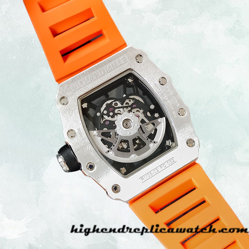 High End Replica Richard Mille RM27-04 RM27-04-009 Around 38*48mm Men Silver-tone Rubber Band - Image 3